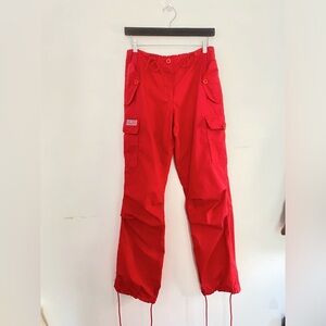 Ufo Parachute Pants Red Reflective pocket strands
